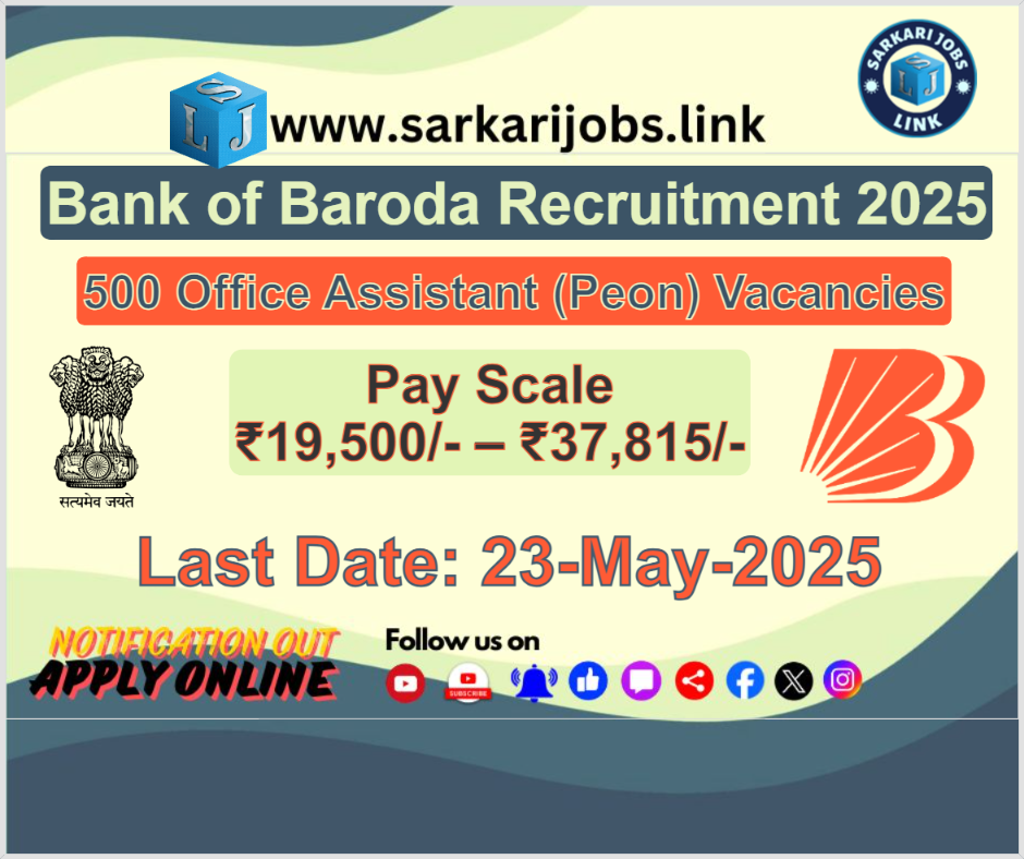 Bank of Baroda Recruitment 2025 Office Assistant