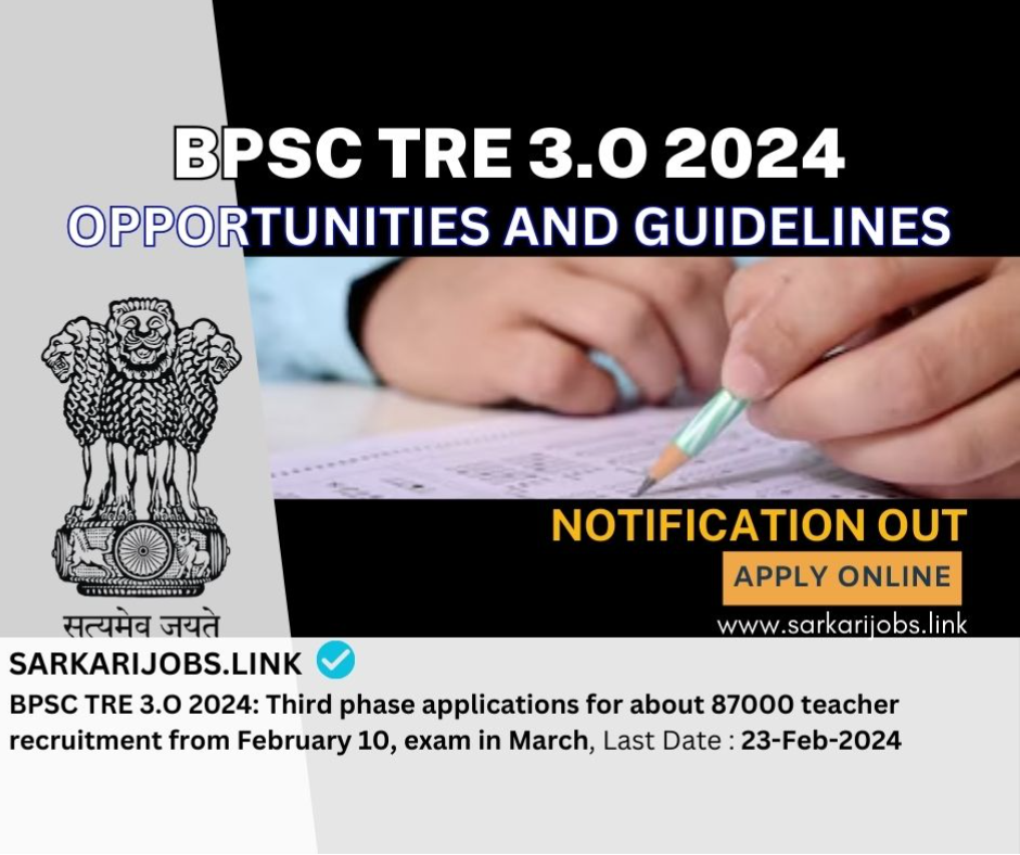 BPSC TRE 3.0 2024 Notification Out