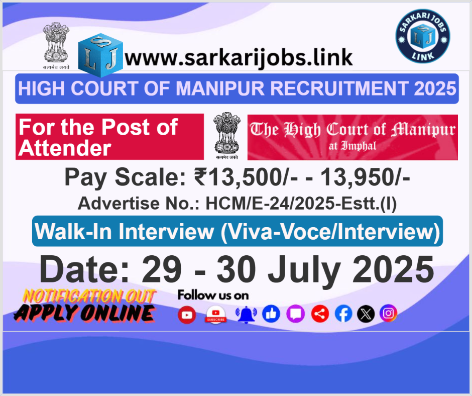 High Court of Manipur Recruitment 2025