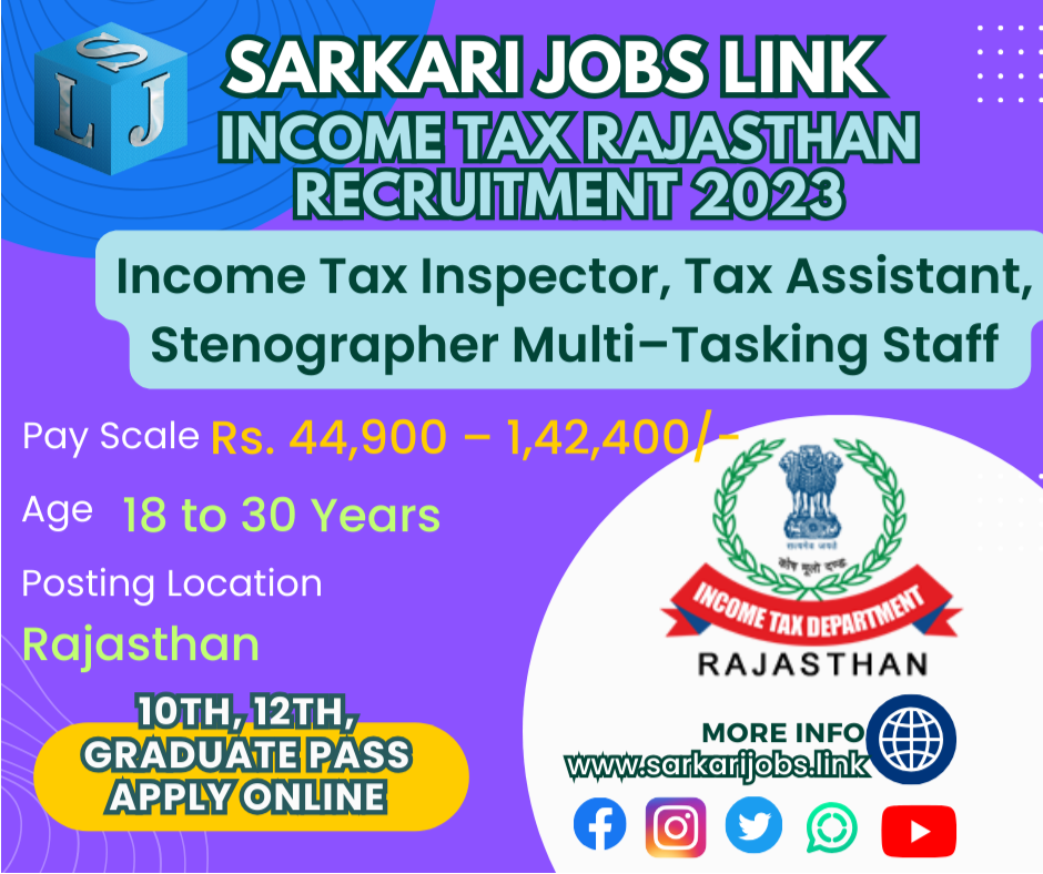 Income Tax Rajasthan Recruitment 2023