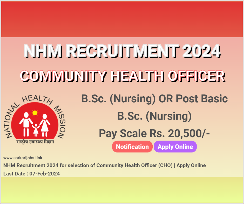 NHM Recruitment 2024 Community Health Officer