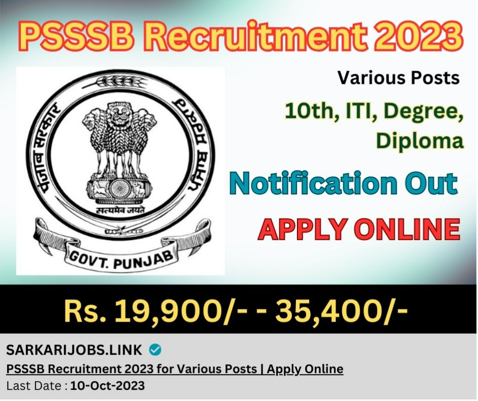 PSSSB Recruitment 2023 for Various Posts