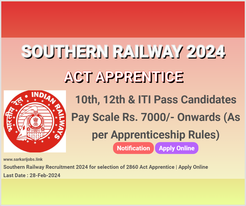 Southern Railway Recruitment 2024 Act Apprentice