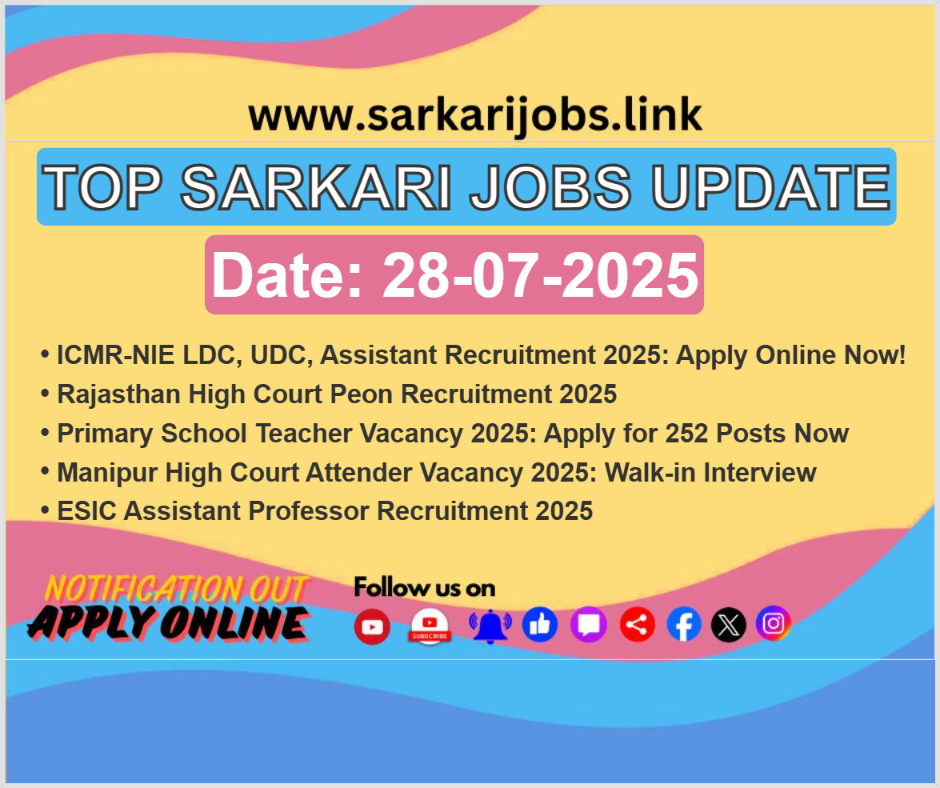 Top Sarkari Jobs update 28-07-2025