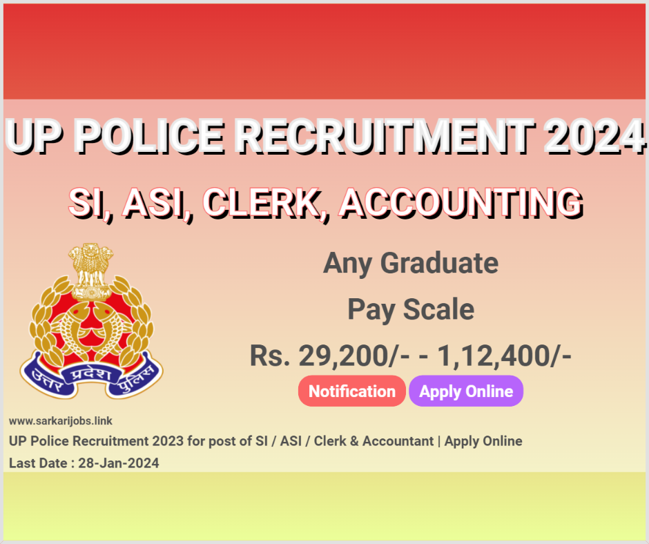 UP Police Recruitment 2023 SI, ASI, Clerk & Accountant